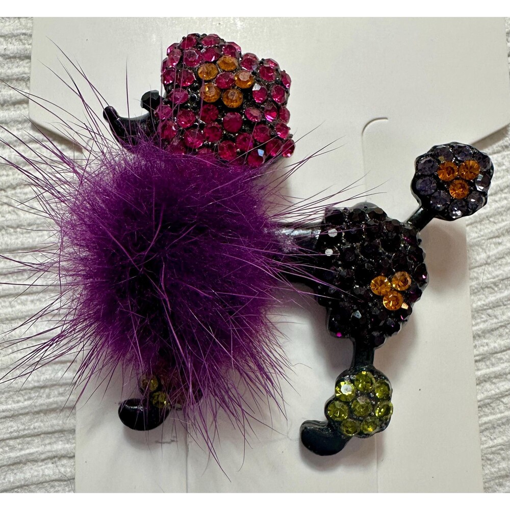 Vintage Style Poodle Rhinestone Brooch